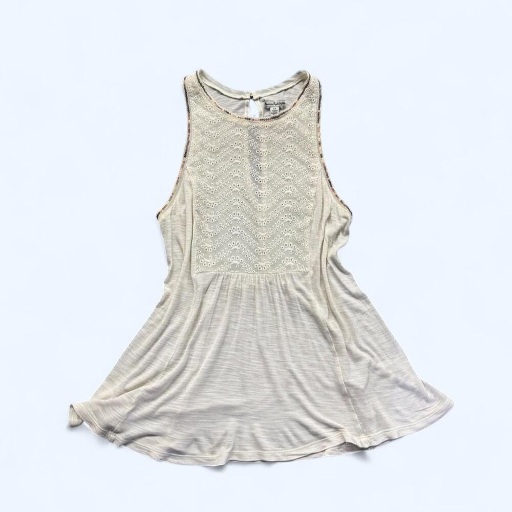 American Eagle Women's White and Cream Tank Top